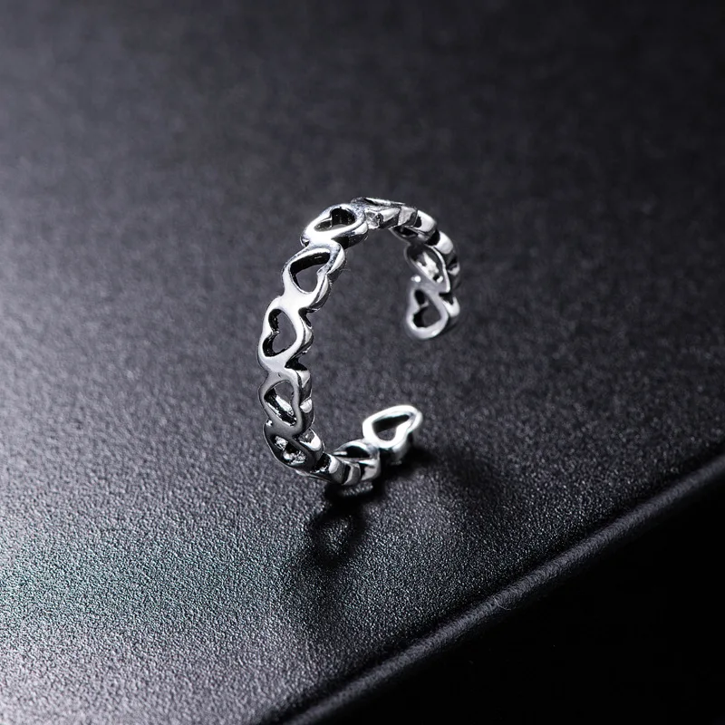 Женские открытые кольца сердечко серебряного цвета ювелирные изделия для