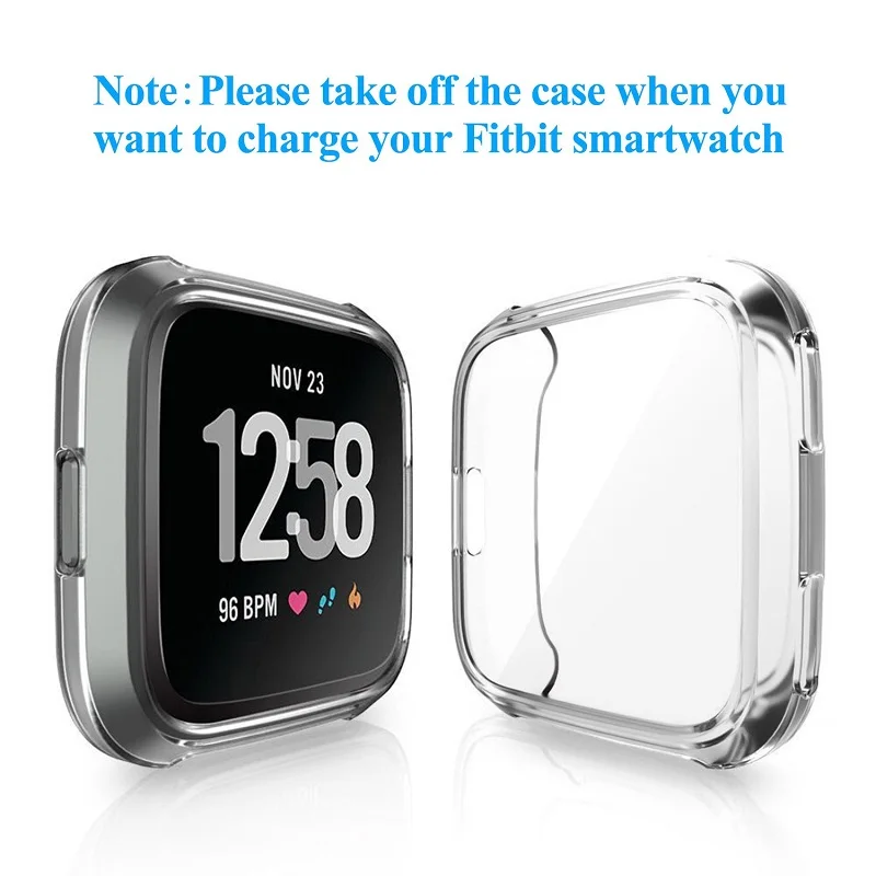AKBNSTED мягкие чехлы из термополиуретана Чехлы для Fitbit Versa полный экран Силиконовые серьги Чехол для Fitbit Versa Lite Smartwatch чехол