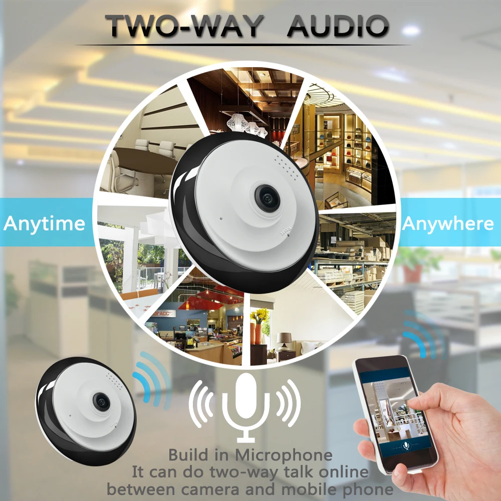 OUERTECH 360 градусов Двусторонняя аудио панорамная Wi Fi 1.3MP день и ночь Беспроводная