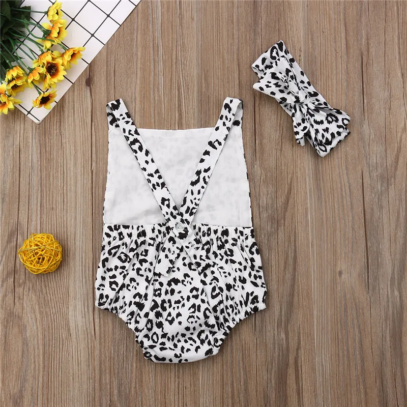 Одежда для малышей леопардовой расцветки Девочек Цельный Детский комбинезон с