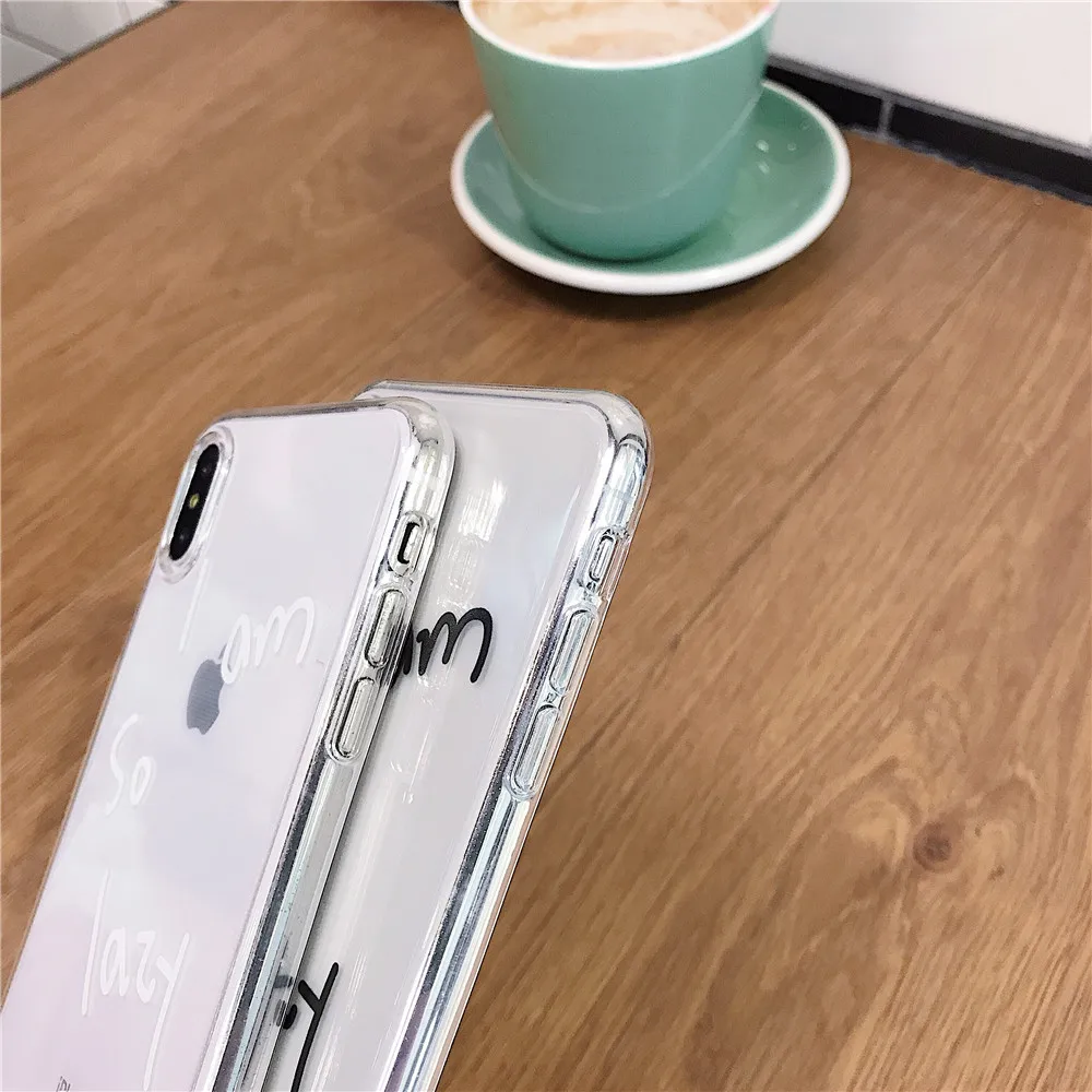 Прозрачный Мягкий ТПУ Телефон чехол для iPhone 6 6s Plus забавные письма ленивый