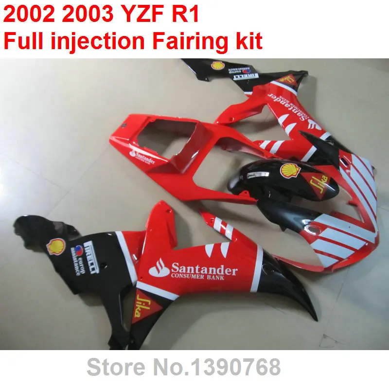 Подходит для YAMAHA Обтекатели R1 2002 2003 набор черно-красных корпусных деталей части