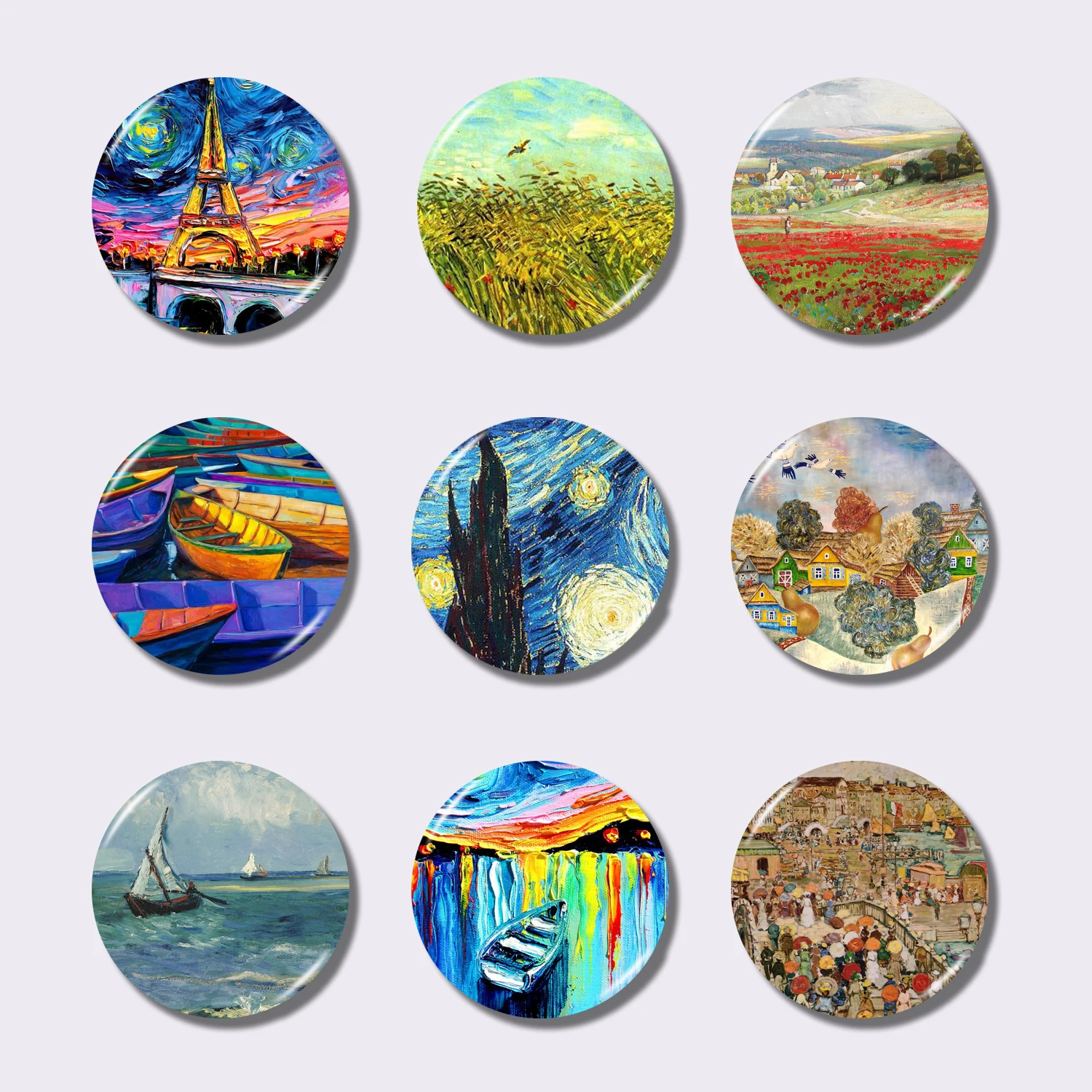 Креативный винтажный пейзаж серии магнит на холодильник круглой формы магниты
