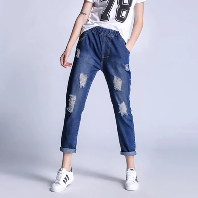 Женские узкие джинсы-карандаш женские брюки со средней талией с дырками