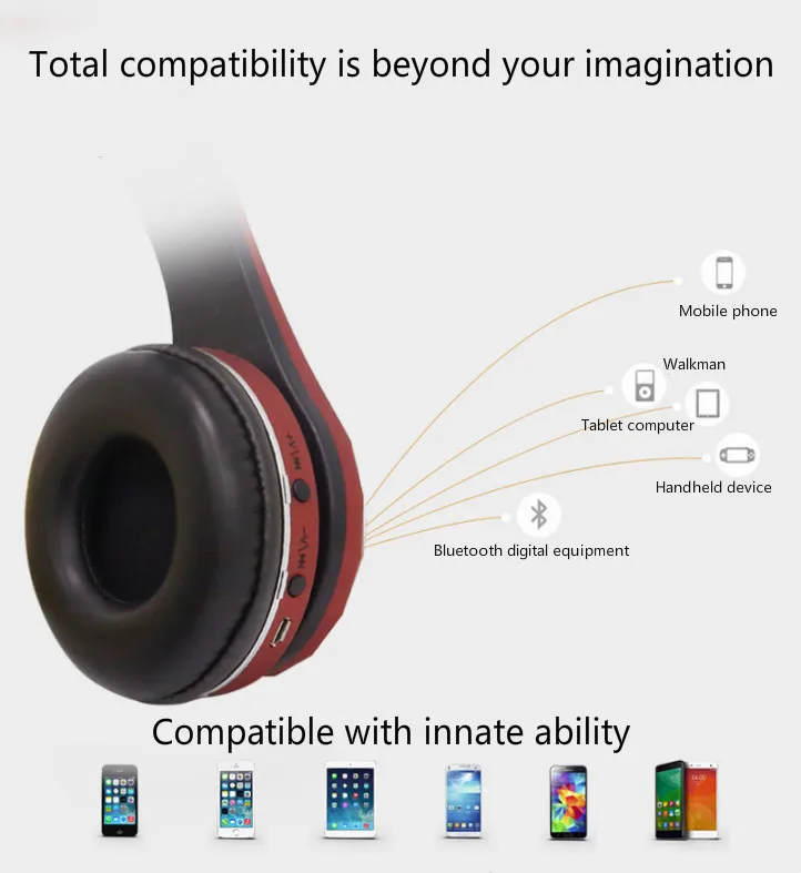 Поддержка SDcard FM Bluetooth три-в-одном гарнитура универсальная Беспроводная портативная складная гарнитура для мобильного телефона