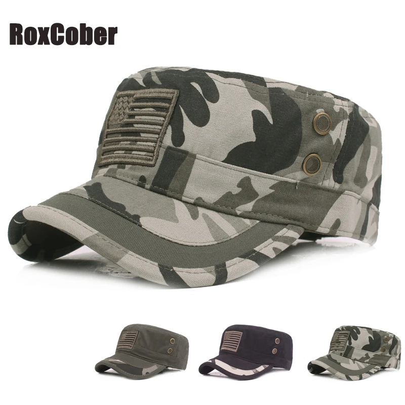 Мужская и женская кепка RoxCober хлопковая камуфляжная в стиле милитари с плоским
