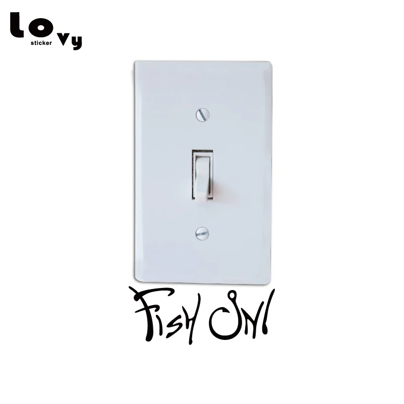 Creative FISH ON Vinyl Light Switch Sticker Fashion Fishing Wall Decal for Bedroom Home Decor SW0313 | Дом и сад