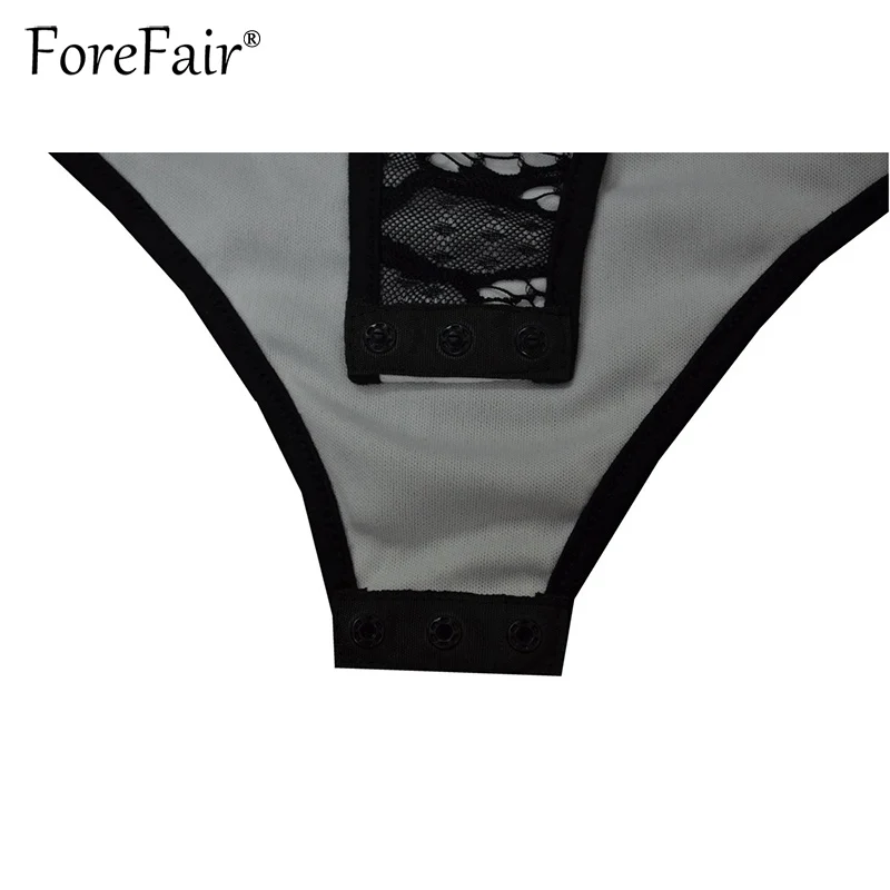 Forefair женский сексуальный черный кружевной боди 2018 без рукавов с v-образным