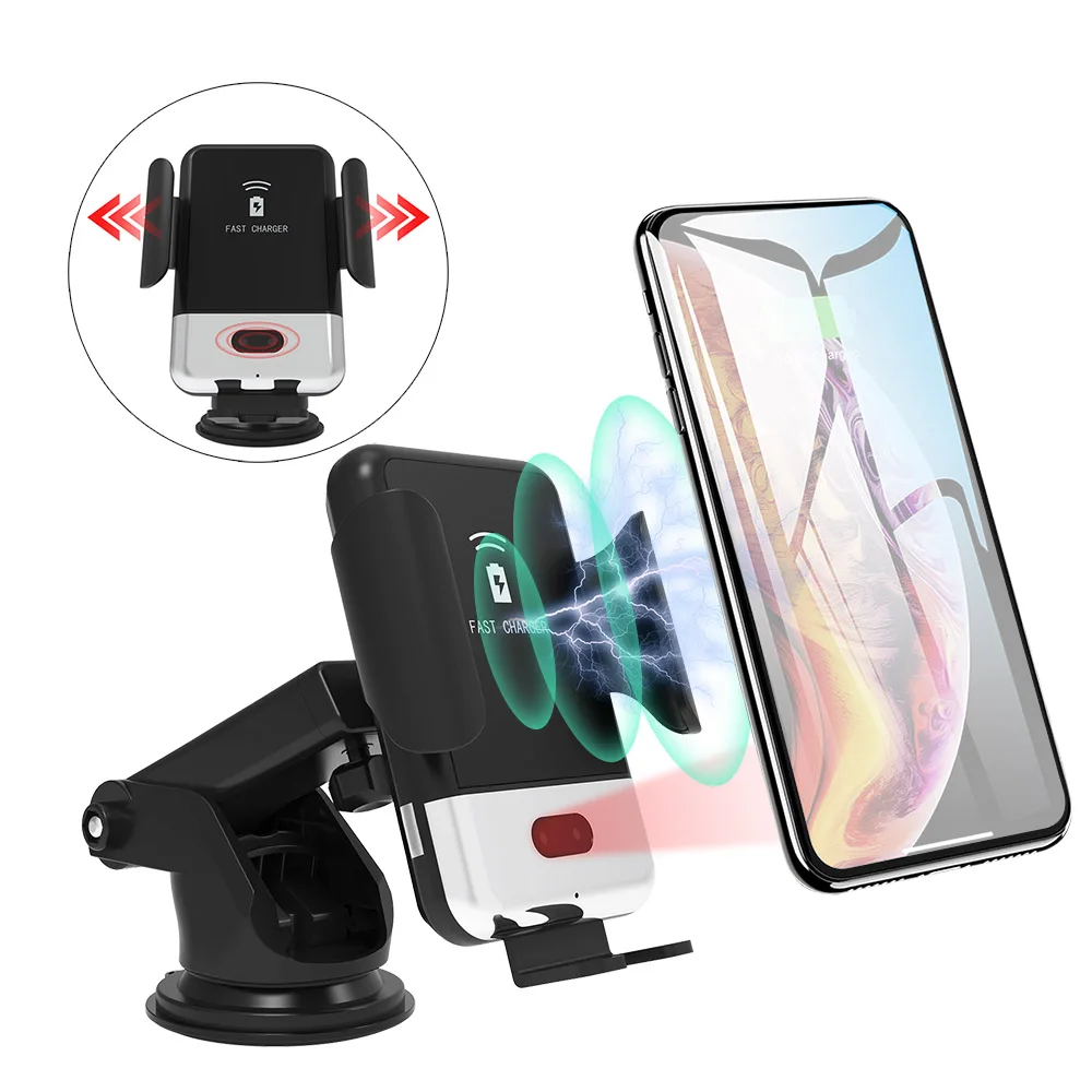 Qi автомобильное беспроводное зарядное устройство для iPhone X XR XS MAX 8 Plus зарядное устройство для мобильного телефона инфракрасная индукция 10 Вт Быстрая зарядка Автомобильный держатель для телефона
