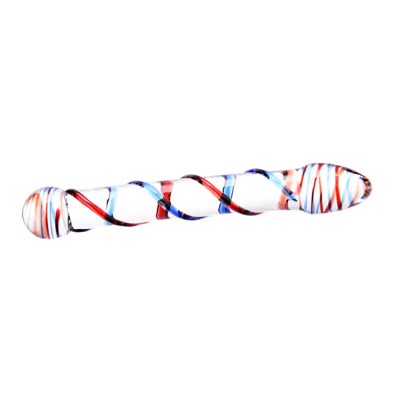 Большой точечный двойной фаллоимитатор Черного Волка стеклянный пирокс