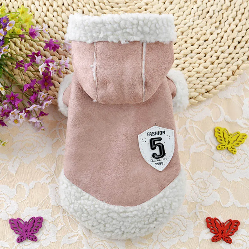 Pink Зимние теплые Pet Одежда с принтом в виде собак для маленьких собак мягкий, флисовый, для Собаки куртки Чихуахуа Мопс толстовки Щенок Кот Костюмы товары для домашних животных - Цвет: Pink