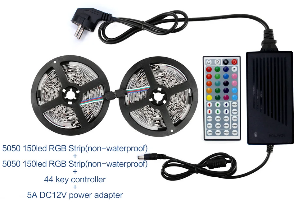 Светодиодный светильник DC 12 В RGB SMD 2835 5050 44Key с дистанционным питанием 5 м 10 м полный комплект Гибкая Диодная лента водонепроницаемый светильник ing