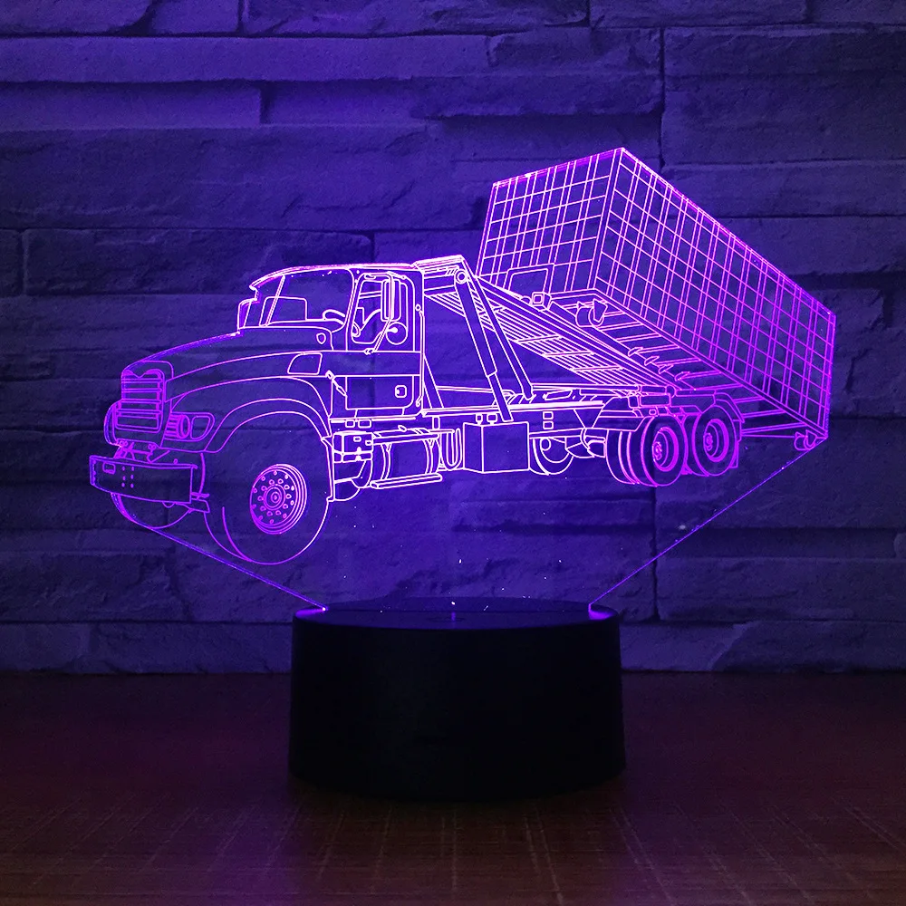 Грузовик с прицепом-контейнером 3D стерео лампа Спальня светодиодная атмосферная