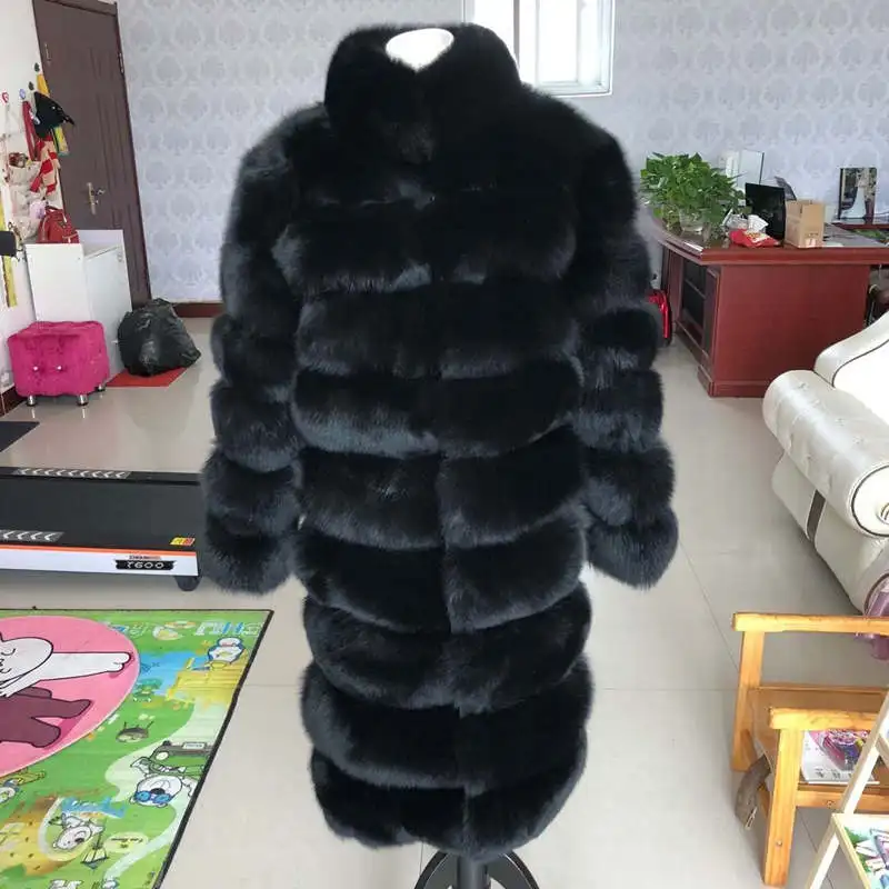 Новое Брендовое пальто с натуральным лисьим мехом длинное зимнее теплое пальто с лисьим мехом датский и длинный рукав