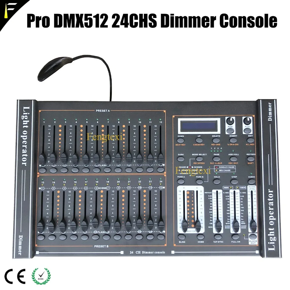 

Stage Light 24 Channel DMX 512 Dimming Console 24CH 48 Total Playback Faders Dimmer Controller With LED Lamp Connect