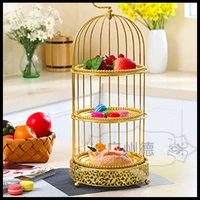 1pcs vintage gold double layer three floors bird cage cake stand afternoon tea snack rack dessert west cake pan