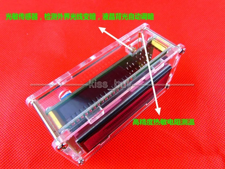ЖК электронные часы микроконтроллер цифровые время будильник термометр + корпус