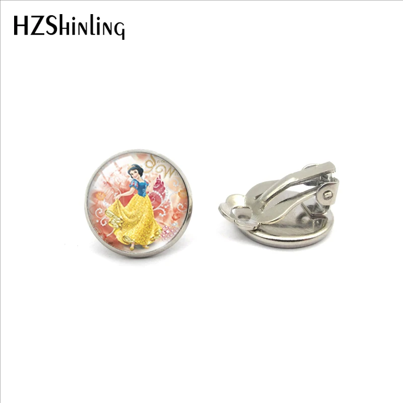 8-Silver Модные сказочные серьги-клипсы с кабошонами из стекла в стиле принцессы Эльзы, Снежной королевы, ювелирные изделия без проколов, клипсы - Окраска металла: 8-Silver