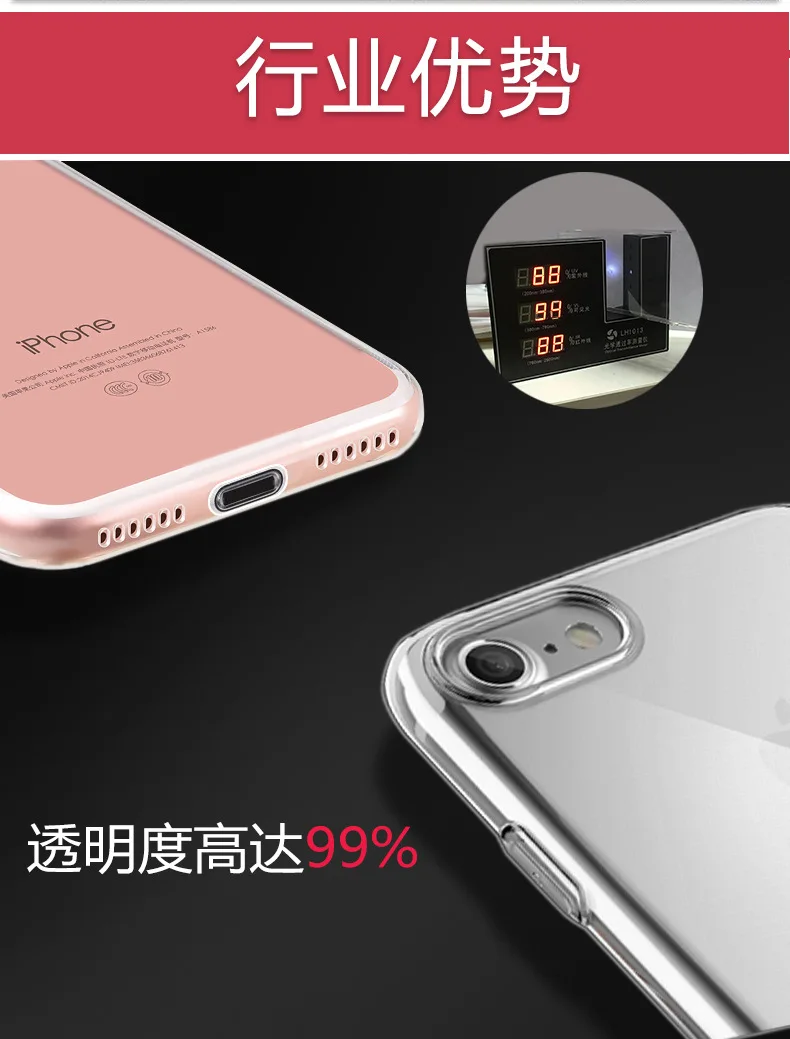 Тонкий силиконовый прозрачный ТПУ принципиально movil Coque для iphone 8 Plus Прозрачный