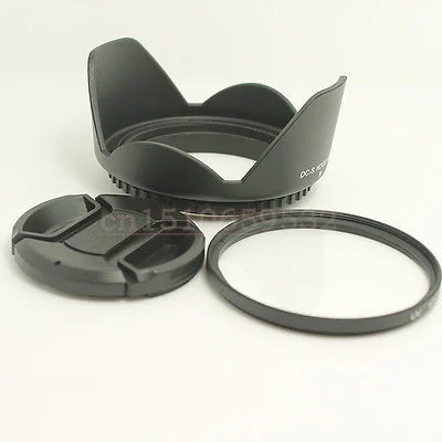 

62MM Lens Hood +Lens Cap + UV Filter for For DSLR 62mm filter lens