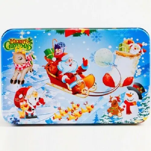 Santa-Claus-60pcs Монтессори деревянная настольная игра-головоломка штук с металлической коробкой 60/100/200 шт. Juguetes IQ образования детей 3 лет с принтом Бэтмена из мультфильма животное - Цвет: Santa-Claus-60pcs