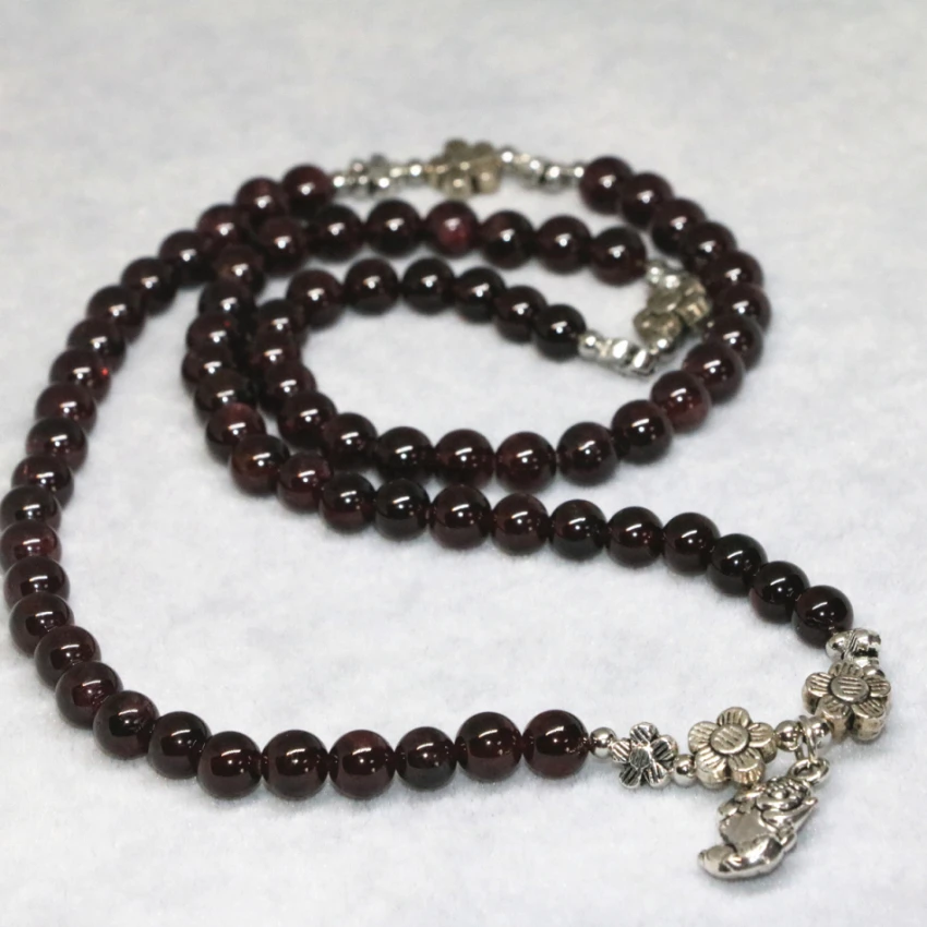 Серебристый кулон 6 мм гранат природный камень круглые бусины в западном стиле 3