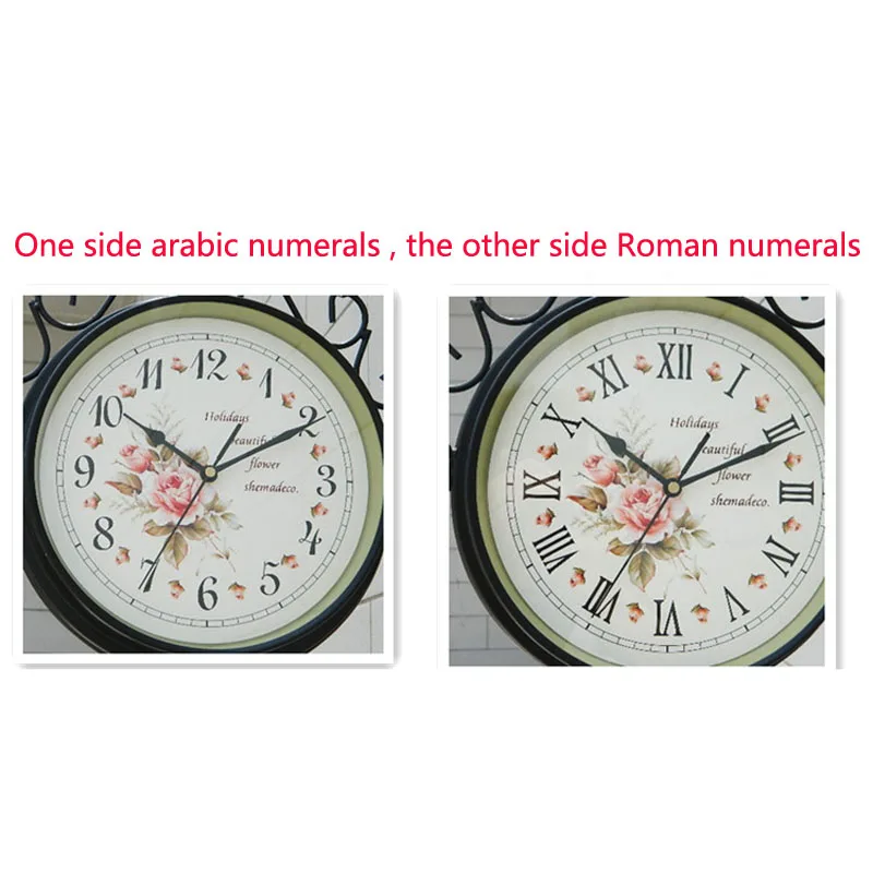 Бесшумные часы Двухсторонние настенные винтажные большие из кованого железа