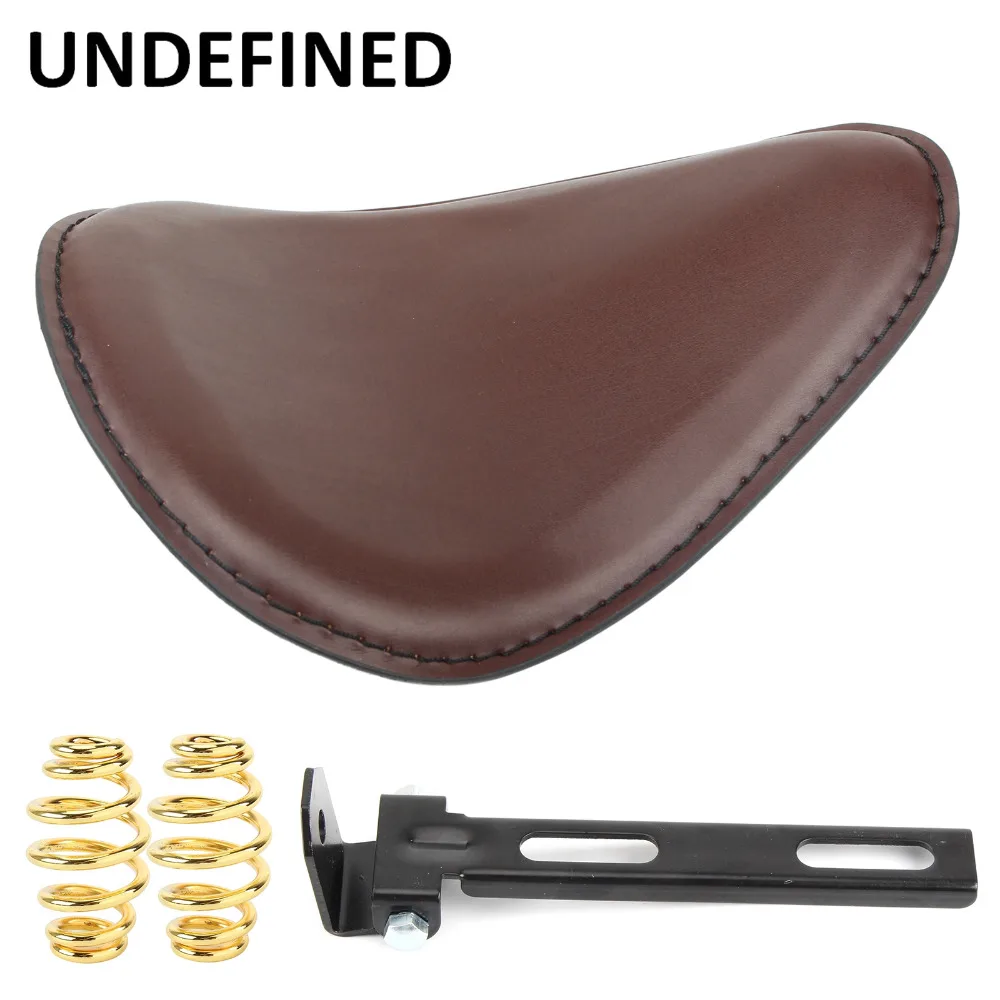 Brown Leather 3&quot Springs Solo Seat Bracket Mount Torsion Swivel Softail Cafe Racer for Harley Honda Sportster Bobber Custom |