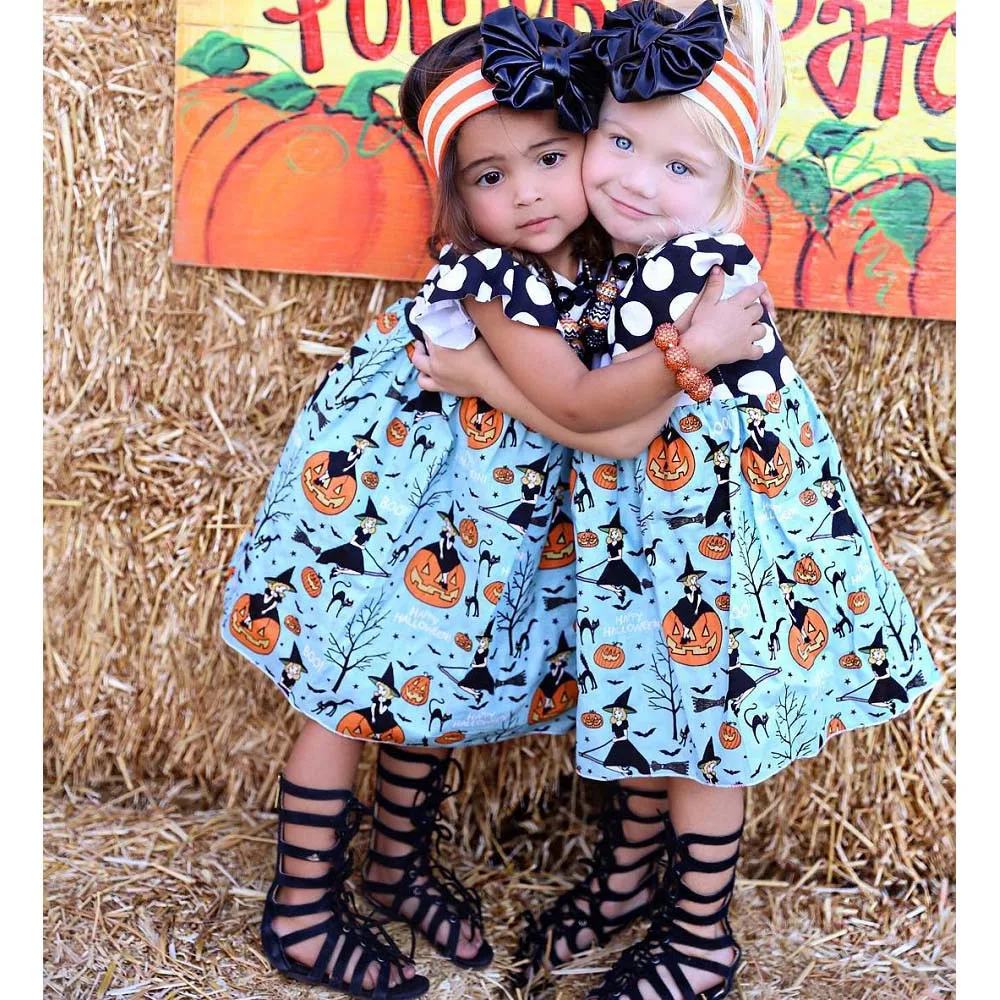 Платье для девочек одежда малышей детское платье принцессы с рисунком тыквы на