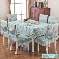 european lace dustproof tablecloths set embroidery banquet rectangle home decorat dinning table back cover chair seat cushion