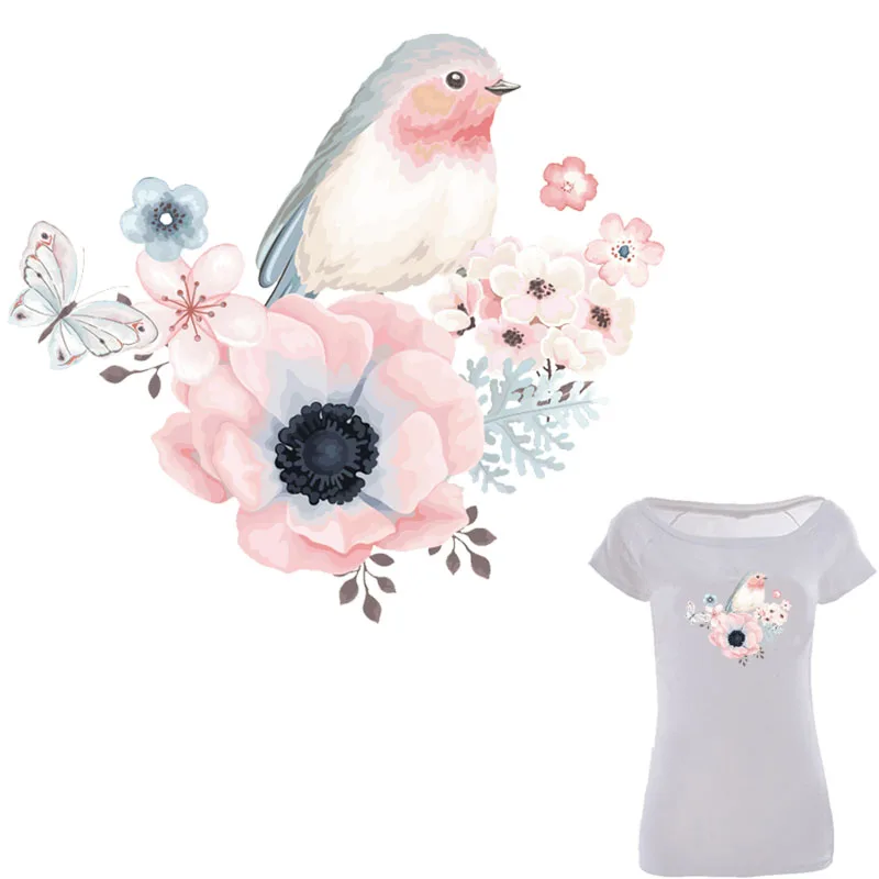 Нашивка Colife Bird для одежды DIY Цветочные нашивки a-уровень моющиеся железные аппликации для одежды 19*19 см теплопередача