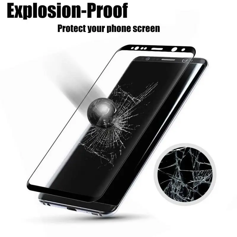 3D изогнутое закаленное стекло с полным покрытием для Samsung S8 S9 Plus Защитная пленка