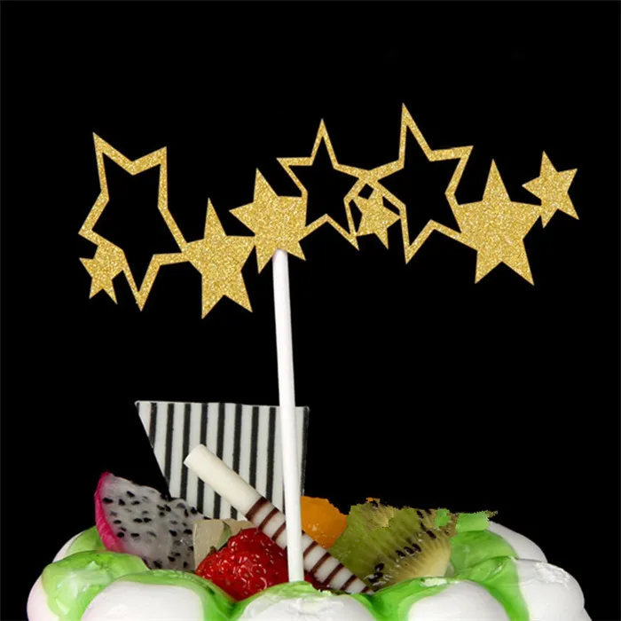 H51 Cake Topper Топперы для кексов на 1-й день рождения для девочек, украшения для торта на день рождения, вечерние принадлежности для мальчиков, черный Топпер для торта «С Днем Рождения» - Цвет: H51 Cake Topper