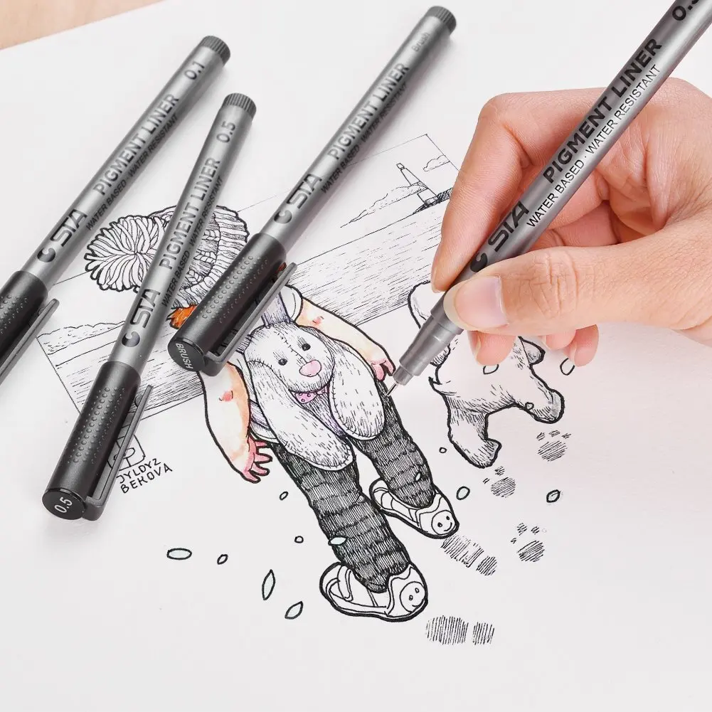 

Pigma Micron 9 Fineliner Pens Black Archival Ink Artist Drawing Sketch Pens 0.05 0.1 0.2 0.3 0.4 0.5 0.6 0.8 Brush Pen Set