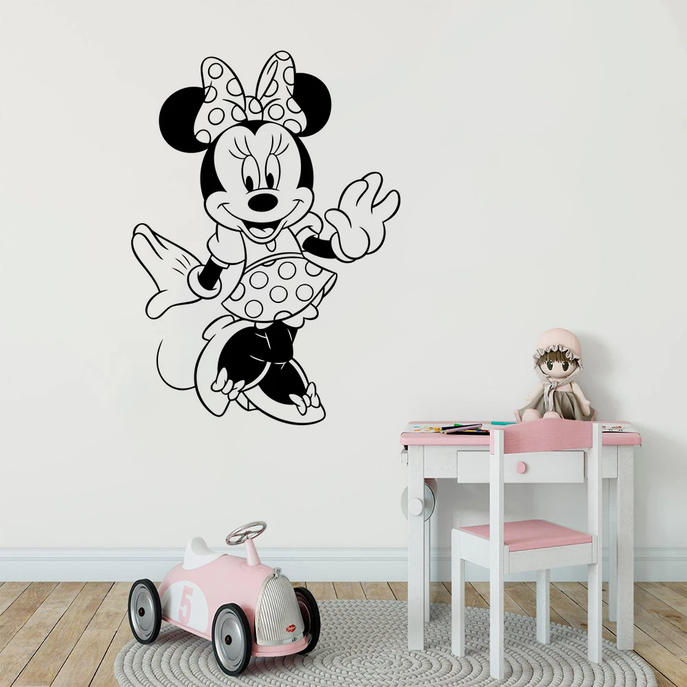 Минни Мышь Wall Art наклейки мультфильм стикер, стены, персонаж девочки комната Декор Съемный Минни Мышь Стикеры AY1395