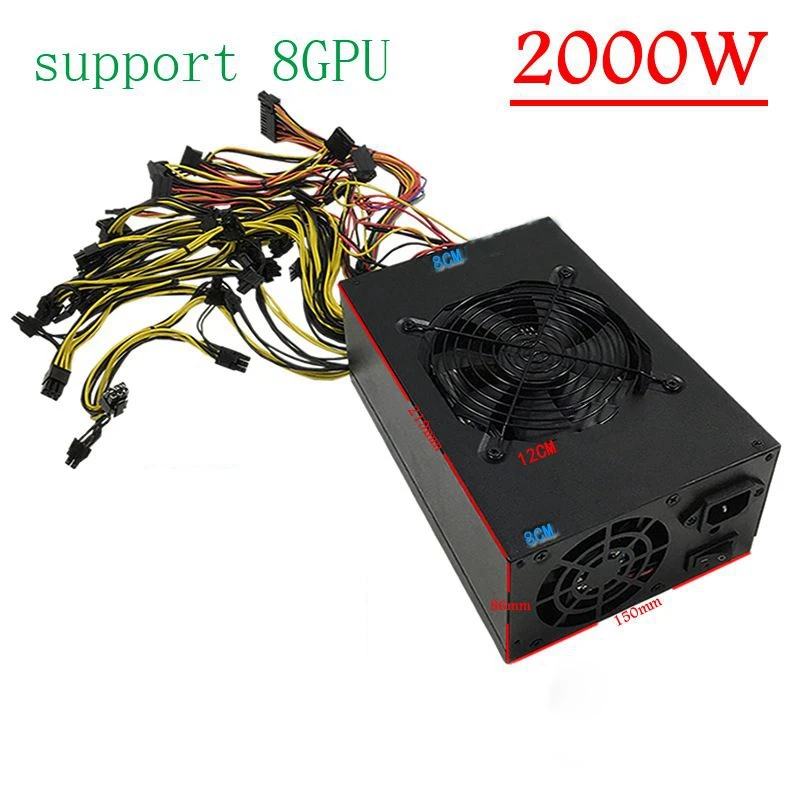 Cryptocurrency bitcoin mining rig 2000W power supply miner ethereum computer sever source for gtx1070 P106 R9 370 RX480 570 | Компьютеры и
