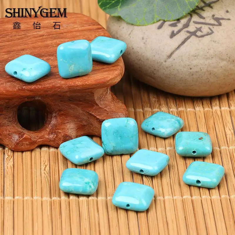 ShinyGem 12 мм натуральный квадратный бирюзовый камень Бусины горячая распродажа