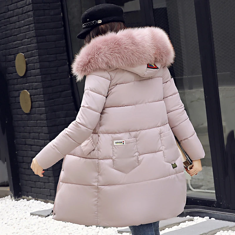 Теплые с меховой воротник капюшоном Для женщин s зимние куртки длинные пиджаки