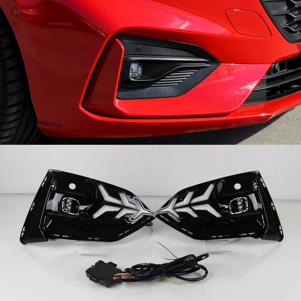 Model A 2 шт. DRL для Ford Focus Автомобильный светодиодный дневной ходовой свет противотуманная фара вождение свет с поворотным желтым сигнальным реле - Цвет: Model A