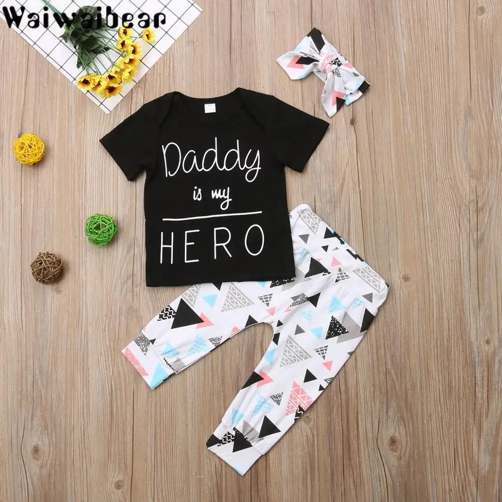 Waiwaibear летняя одежда для новорожденных маленьких девочек футболка с коротким