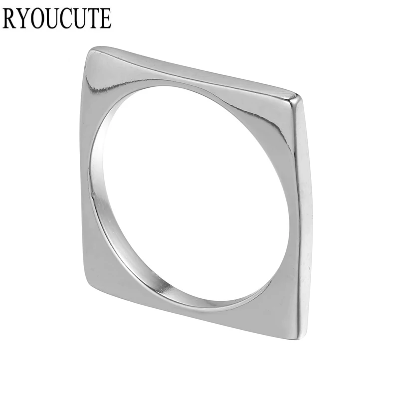Женское кольцо серебряного цвета с квадратными полыми кольцами|fashion rings for women|hollow