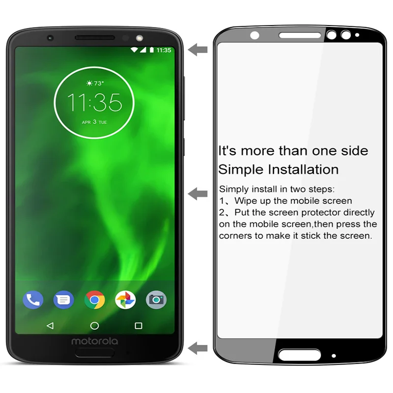 Полное покрытие Экран протектор для Motorola Moto G6 плюс G6play закаленное Стекло G 6