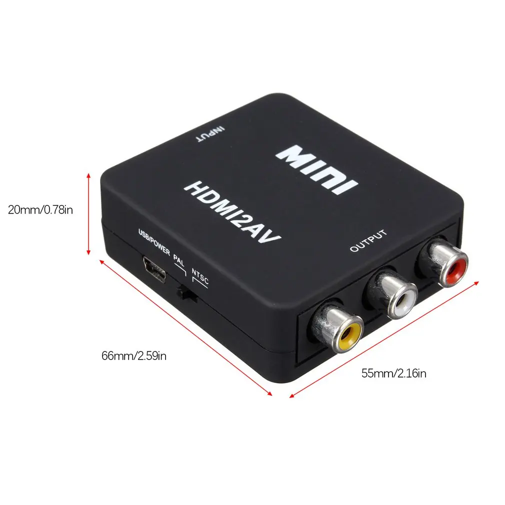 1080P мини HDMI к VGA к RCA AV композитный адаптер конвертер с 3,5 мм аудио кабель VGA2AV/CVBS+ аудио к ПК HDTV конвертер