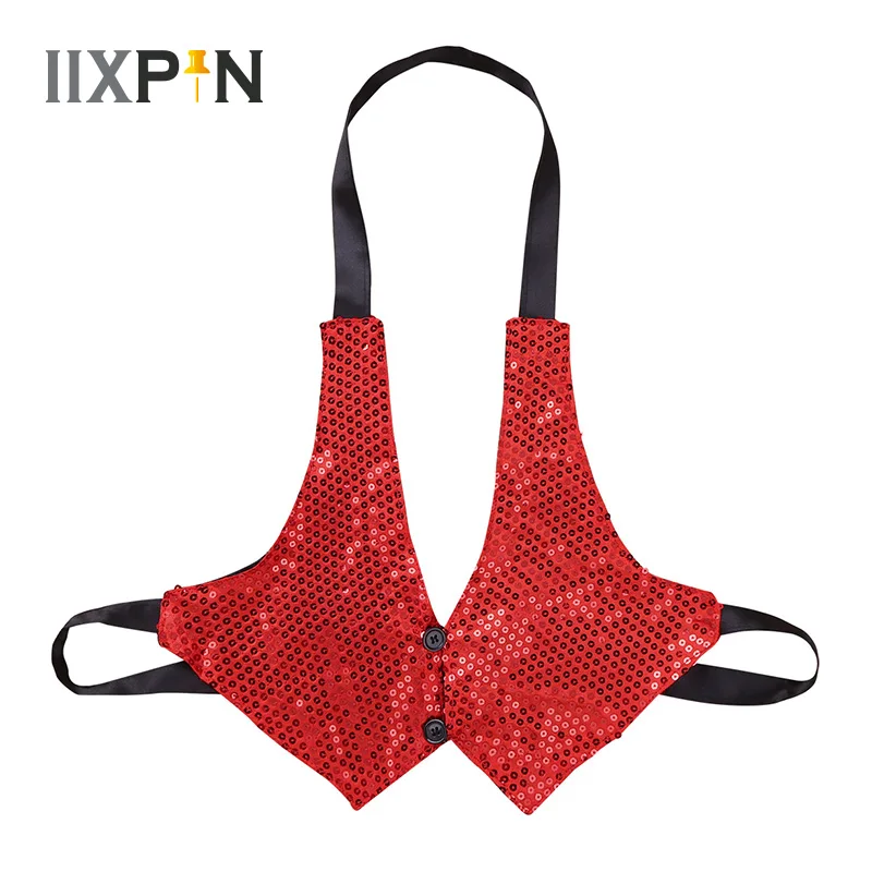 Детский Блестящий жилет IIXPIN в стиле хип хоп с лямкой на шее и блестками топы