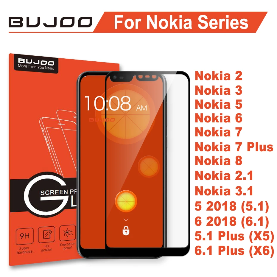 bujoo реальные 2.5D Экран протектор Закаленное Стекло для Nokia для детей возрастом 2, 3, 5, 6, 7 Plus, 8, Nokia 5 6 Nokia 2,1 3,1 5,1 6,1 плюс X5 X6