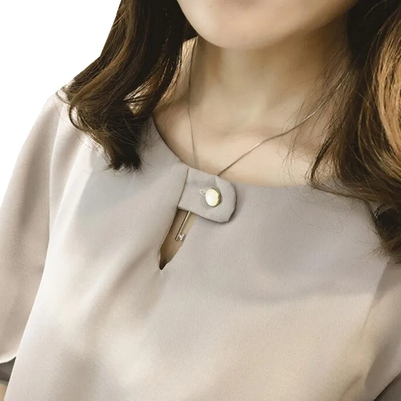 Новинка 2017 летняя женская шифоновая блузка однотонные повседневные свободные