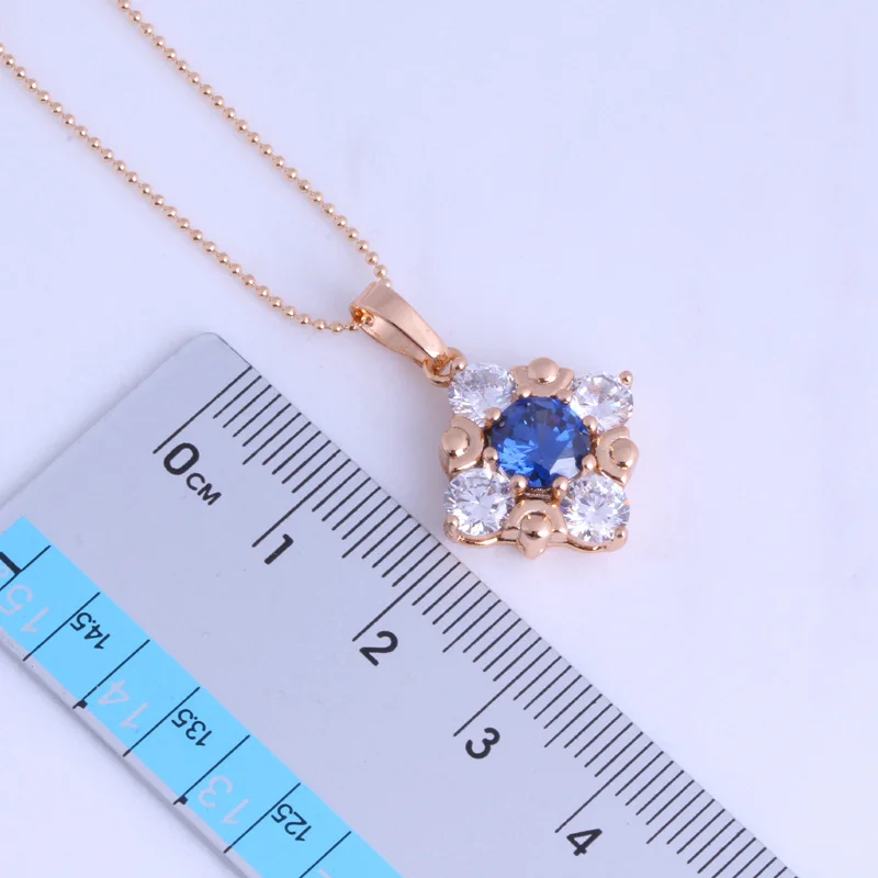 Любовный монолог Everlasting Blue Crystal &amp Cubic Zirconia геометрический Золотой Цвет Ожерелье
