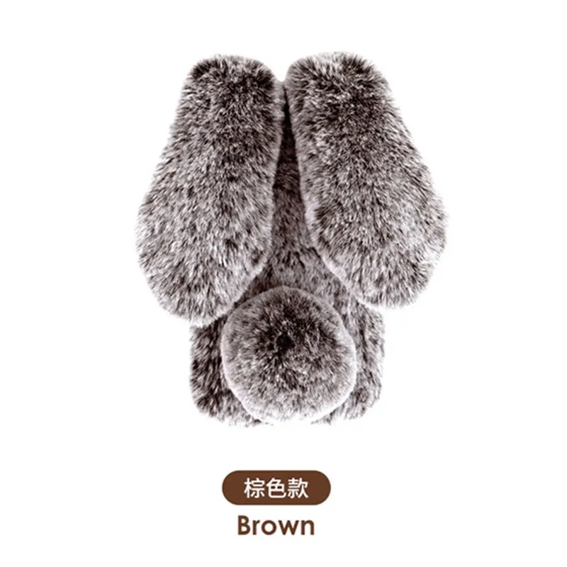 Brown Для huawei Honor 8C 8X 7A 7C 6C pro 5A 5C 5X6 6A 6X7 7X8 9 10 Lite Y5 Y6 Y7 PRIME Y9 Милая вставка из шерсти кролика Пушистый чехол - Цвет: Brown