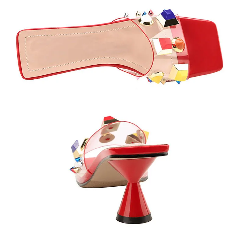 Сандалии женские прозрачные на толстом каблуке модная верхняя одежда с открытым