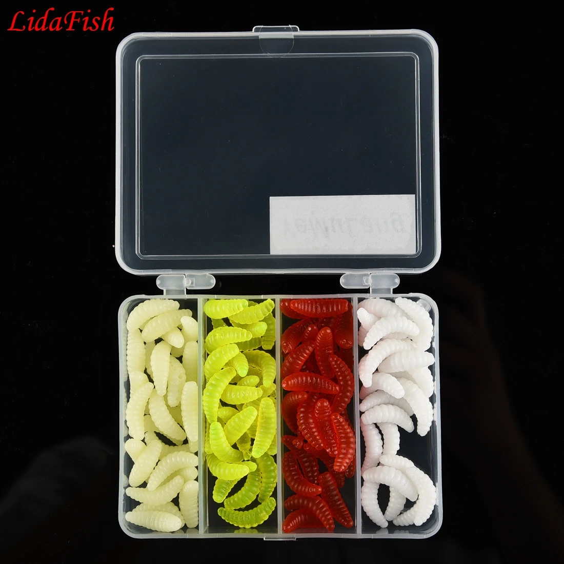 100Pcs/lot 4 Colors Soft Fishing Lures Maggots Worms Bread Bug Bionic Grubs Trout Baits Tackle